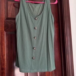 Olive Green Button-Front Tank Top